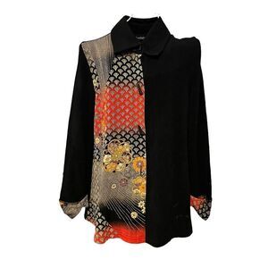 EXCLUSIVELY Moonlight - Asian Peacock, Geometric Print Trimmed Long Sleeve, Butt